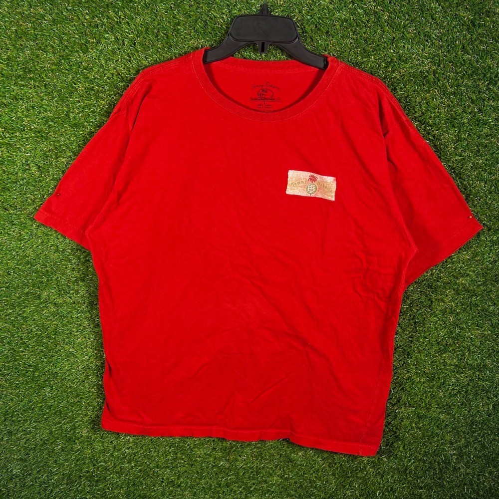 Tommy Bahama Mens Red Graphic T-Shirt Golf‎ Martini Cigar Island Size L
